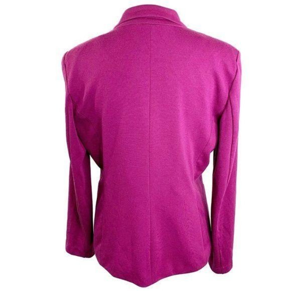 Elementz Hot Pink Faux Leather Trim Ponte Blazer - Picture 6 of 7